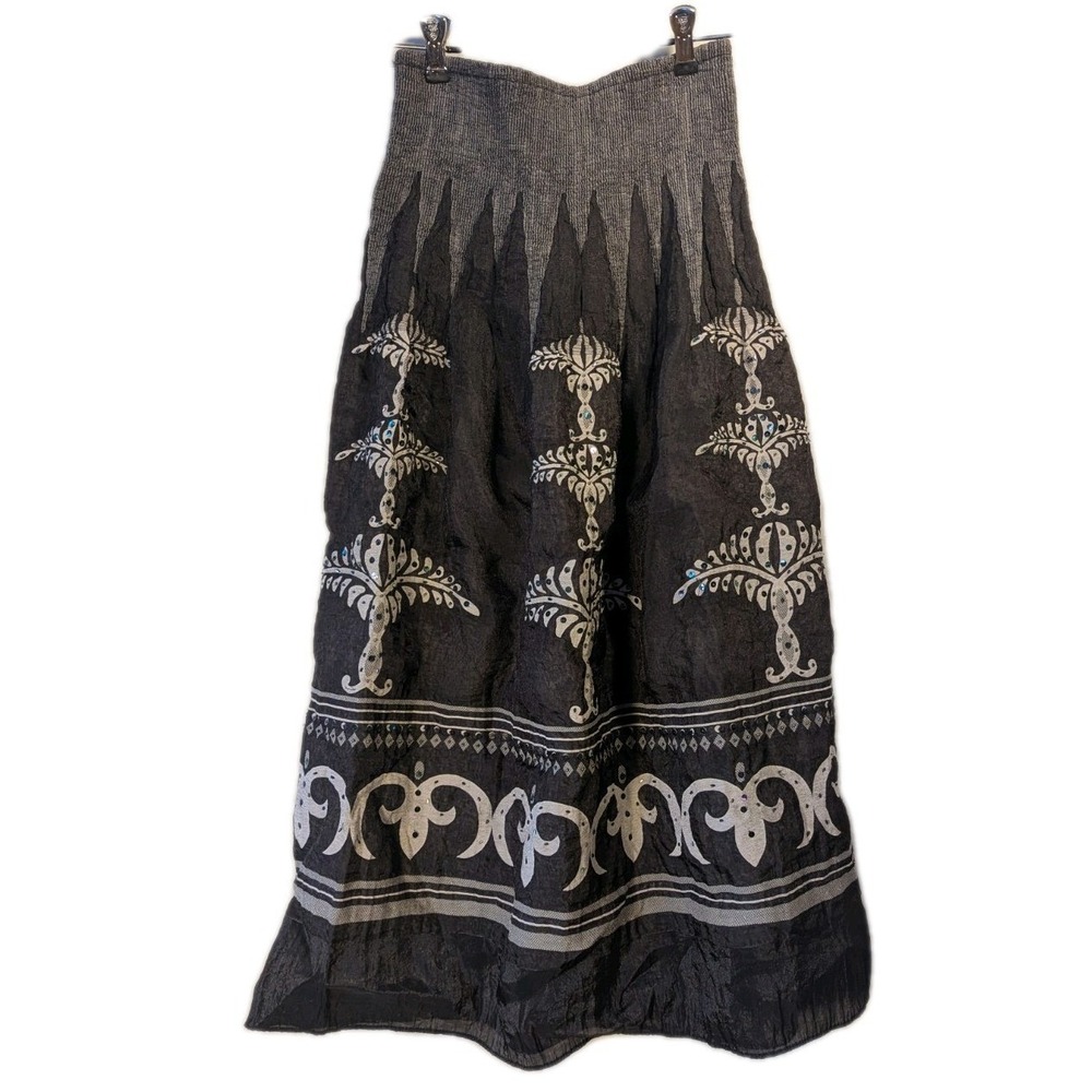 Lapis Convertible Maxi Skirt Tube Dress One Size Boho Smocked Peasant Festival
